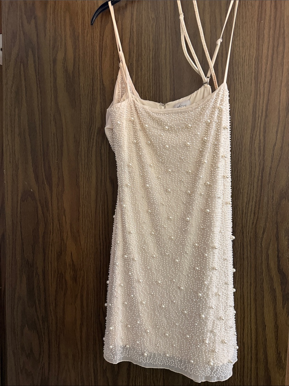Oh Polly Cream Beaded Slip Dress